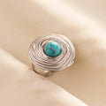 1pc Stainless Steel Boho Turquoise Open Finger Rings Trendy Adjustable Women Multi Layers Stackable