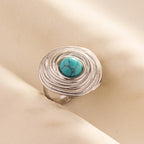 1pc Stainless Steel Boho Turquoise Open Finger Rings Trendy Adjustable Women Multi Layers Stackable