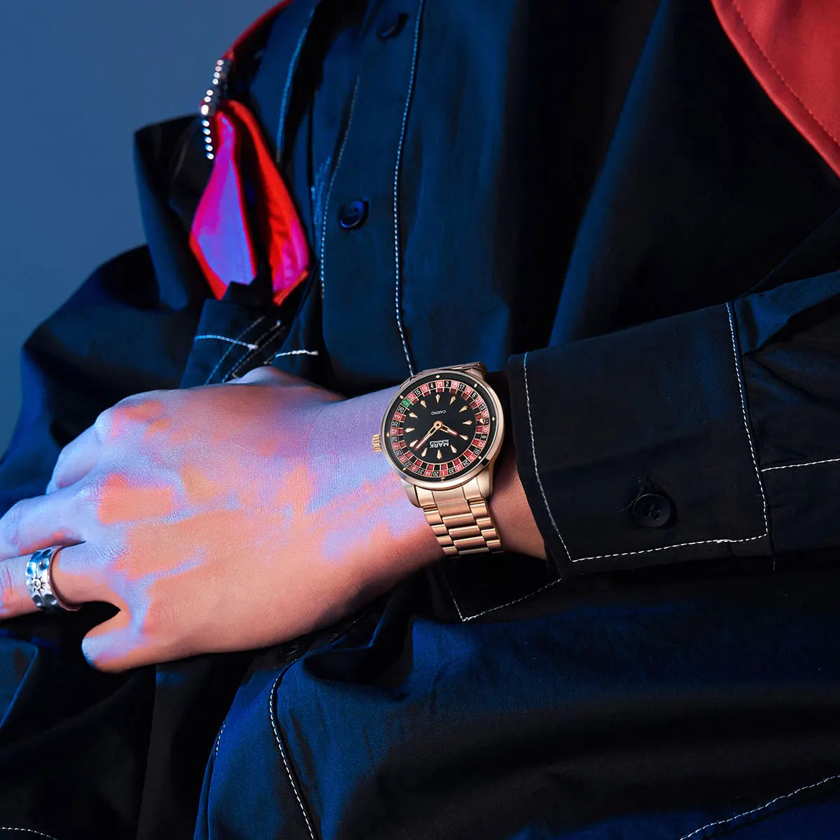 Mark Fairwhale Casual Leather Strap Dial Rotatable Roulette Watch Dial Men's Wristwatch Quartz Fashion Wristwatch Wrist Watches for Man