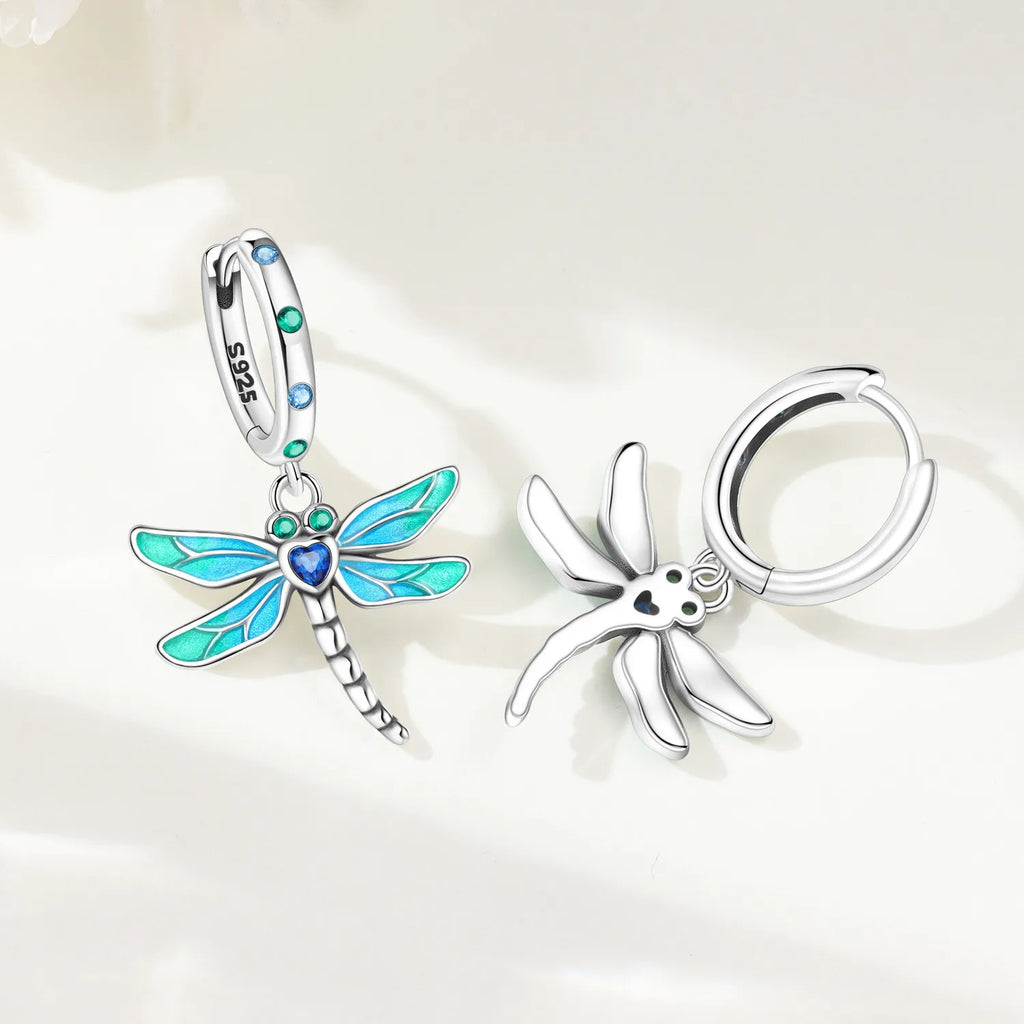Original 2025 S925 Sterling Silver Zirconia Butterfly Gradient Dragonfly Earrings Women's Earring Jewelry Birthday Party Gift mbzr