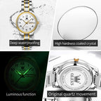 OLEVS 5567 Fashion Original Quartz Movement Women Watch Week Date Display Calendar Window 30m Waterproof Large Numeral Dial HD Luminous Watch