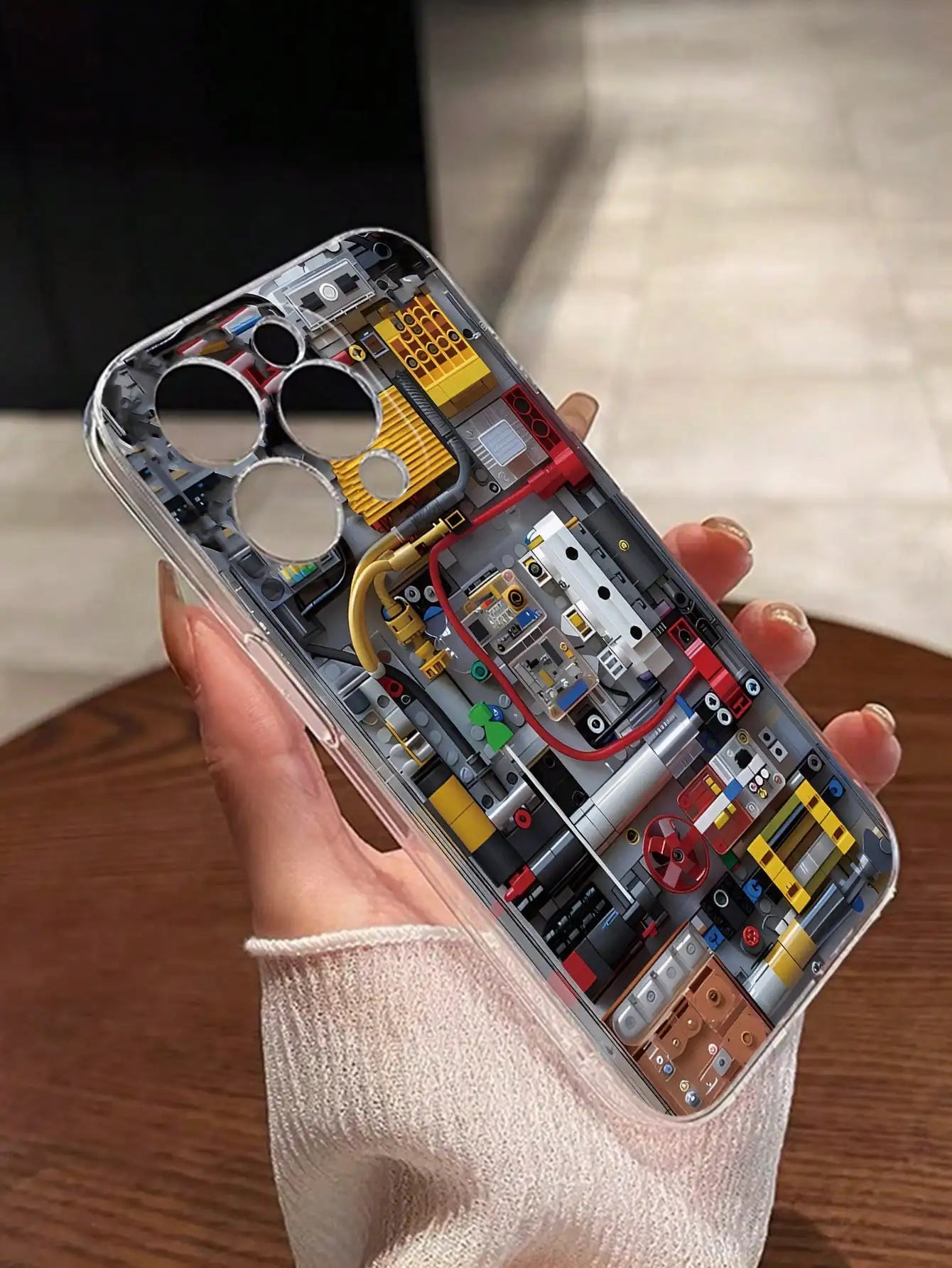 Transparent Engineering-Style Phone Case with Mechanical Detail Design for iPhone & Android