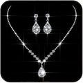 JAKAWIN Silver Rhinestone Jewelry Set Wedding Necklace Earrings for Women