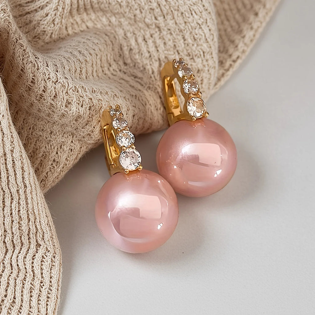 Light luxury zircon hemp gray pearl earrings are suitable for women's daily wear, and give gifts to girlfriends and mothers.