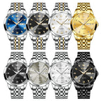 OLEVS 9931 Brand Original Authentic Watches for Man Luxury Gift Box Steel Belt Double Calendar Quartz Female and Male Expression Couple Models