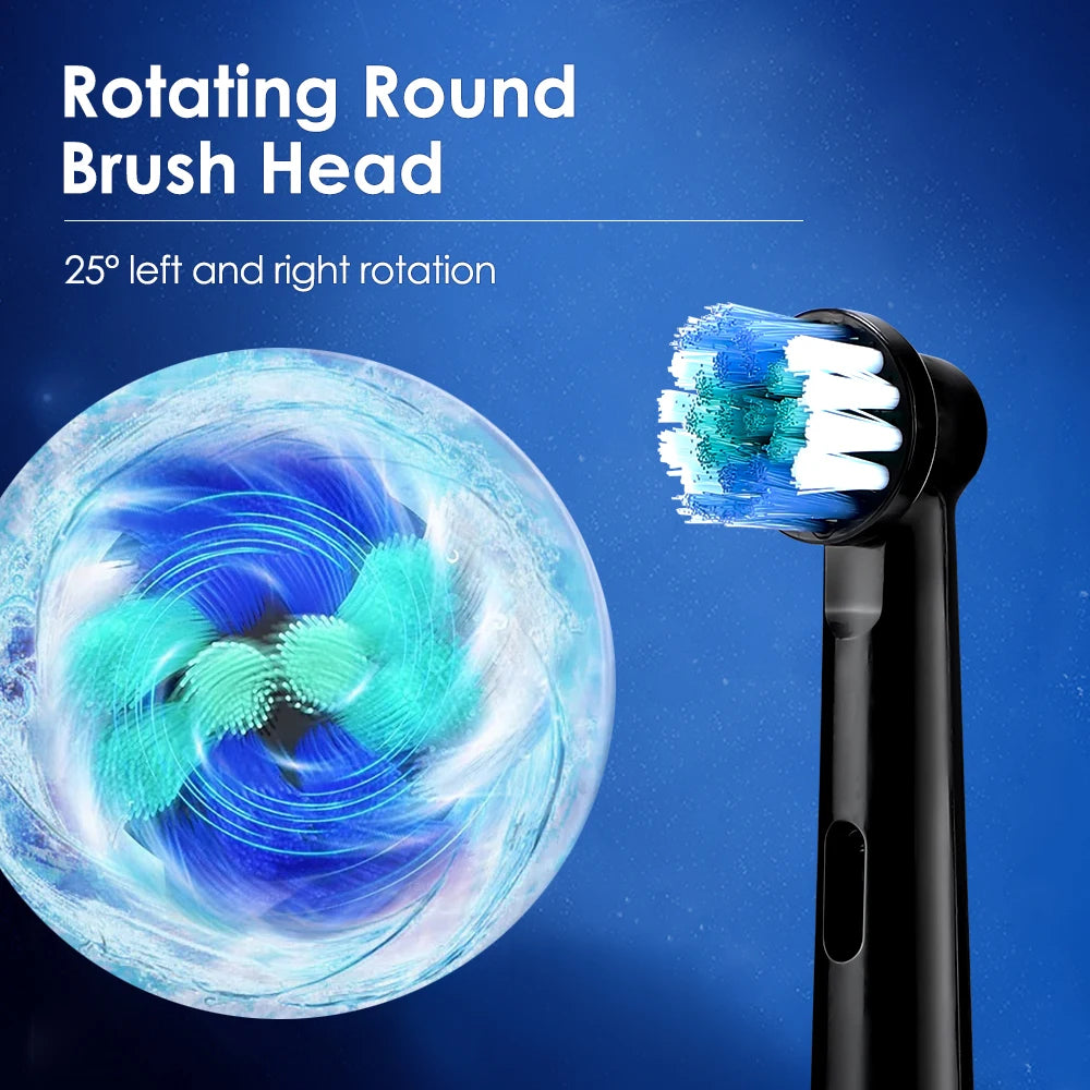 Electric Smart Rotating Timing Toothbrush, Rechargeable Rotary Toothbrush with 4 Heads, 5 Modes Setting Teeth Whitening Oral Car mbzr