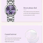 OLEVS 5573 Women's Watch Waterproof Star Moon Diamond Roman Scale Dial Solid Stainless Steel Elegant Luxury Quartz Women Watch mbzr