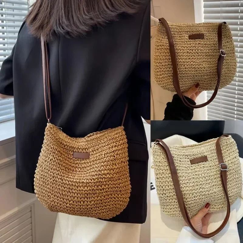 Elegant Light Paper Rope Bag - Bohemian Handmade Style, Hot-Selling Beach/Casual Bag (Crossbody & Shoulder Tote) mbzr