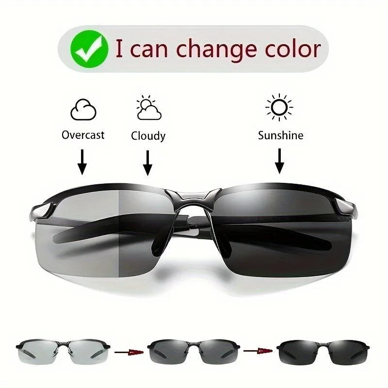 Black Polarized Photochromic Sunglasses UV400 Sports Sunglasses Day and Night Driving Glasses Ultra-Light Sun Eyewear Men and Women Cycling Glasses and Goggles for Cycling Fishing Driving mbzr