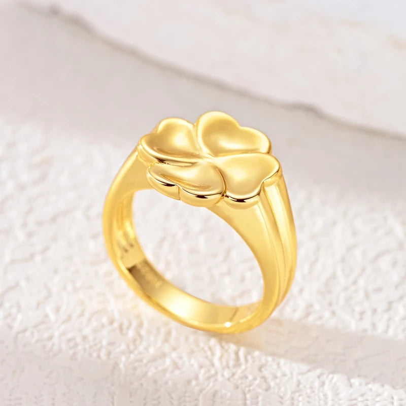 MULA Wedding Band Rings 925 Sterling Silver Gold Four-leaf Clover Signet Ring 6-9 For Women Man Anniversar Fashion Jewelry Gift