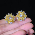 Cute Big AAAAA Bling Cubic Zirconia 925 Silver Needle Stud Earrings Fashionable Flower Earring for Women Jewelry Gift Brincos mbzr