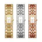 Women's Diamond Watch Bracelet Full Crystal Rhinestone Square Dial Quartz Wristwatch Gold Silver Rose Gold Elegant Ladies Dress Watch Gift mbzr