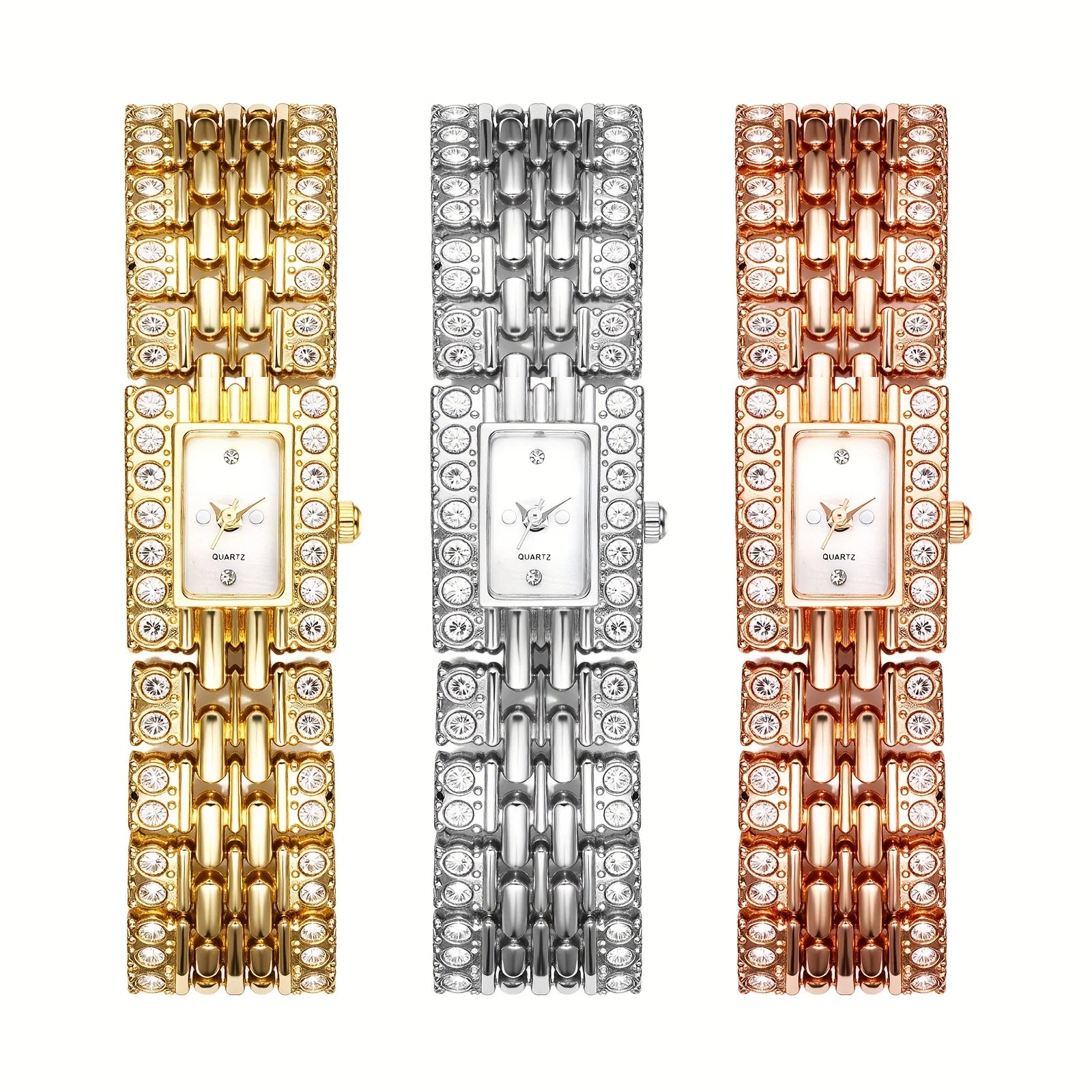 Women's Diamond Watch Bracelet Full Crystal Rhinestone Square Dial Quartz Wristwatch Gold Silver Rose Gold Elegant Ladies Dress Watch Gift mbzr