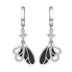 Sterling Silver Bow Zircon Long Drop Earrings Engagement Gift