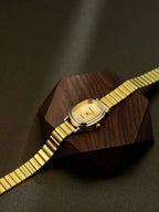 1pc Women's Square Gold Quartz Watch, Exquisite Minimalist Retro Style, Suitable For Daily Wear And An Ideal Gift For Life