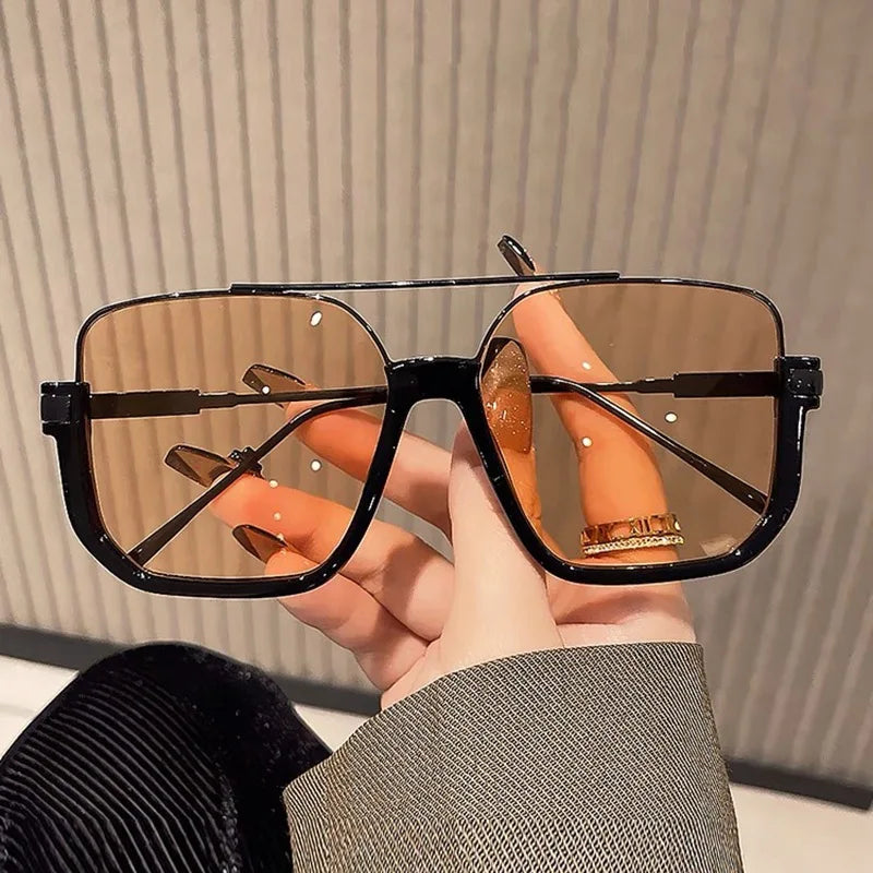 2026 New Man Woman Sun Glasses High Quality UV400 Sunglasses Unisex Double Beam Design Half-Frame Sunnies Fashion Versatile Shade Square large Frame Sunglasses