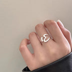 Love Hollowed-Out Ring - Simple, Minimalist, Cool-Inspired Heart-shaped Finger Ring with Unique Design - Trendy for Autumn-Winter, for The Finger with The Ring Opening
