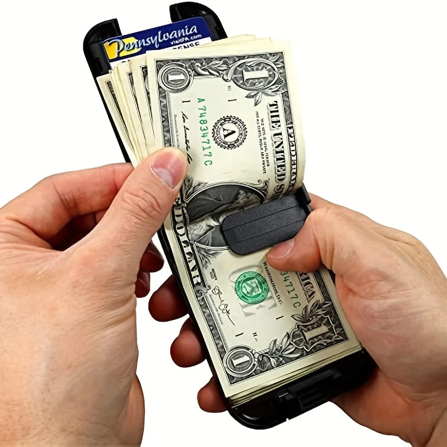 metal wallet wallet, RFID block minimalist wallet men's ultra thin aluminum clip pocket cash credit card holder mbzr