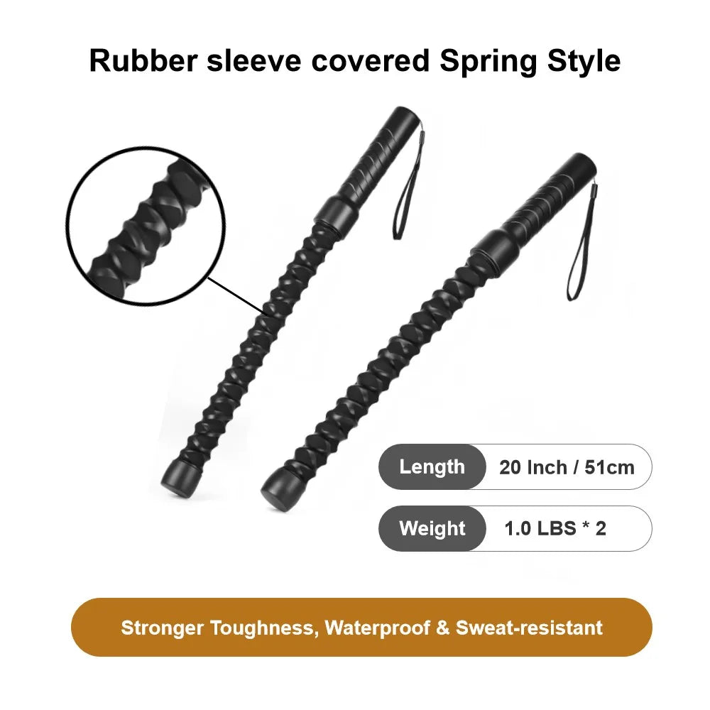 New Upgraded Spring Rubber Coated Ropeless Battle Rope Unisex Portable Detachable Fitness Elastic Stick Full Body Workout Fat Burning Core Training Home Gym Outdoor Sports Exercise Resistance Training Stick for Men Women Begi mbzr