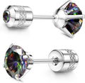 G23 Titanium Screw Back 20G 5A Cubic Zirconia Earrings Studs for Women Men Double Side Earrings Piercing Sleeper Studs Jewelry