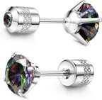G23 Titanium Screw Back 20G 5A Cubic Zirconia Earrings Studs for Women Men Double Side Earrings Piercing Sleeper Studs Jewelry
