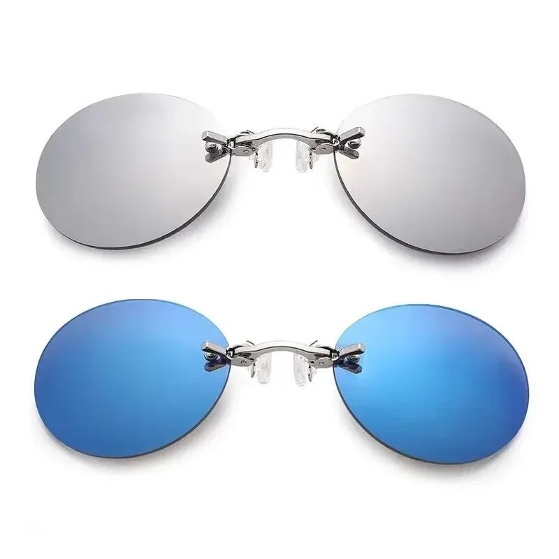 1-2PCS Clip On Nose Glasses Round Rimless Matrix Morpheus Sunglasses Mini Frameless Vintage Shades