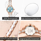 OLEVS Luxury Quartz Watch Women Elegant Ceramics Strap Waterproof Auto Date Luxury Lap Ladies Watches 7093 mbzr