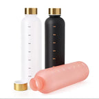 1000ML Bottle With Time Marker Motivational Reusable Fitness Sports Outdoors Travel Cycling Leakproof BPA Free Frosted Bottle mbzr