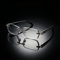 New classic retro square frameless small frame trendy daily casual wear sunglasses, metal frame + PC lenses, unisex street sunglasses, simple and advanced sense, light and no nose pressure, showing a small face artifact
