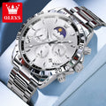 OLEVS Fashion Brand Men's Watch Waterproof and Luminous Calendar Lunar Phase Timing Code Watch Luxury Sports Men's Quartz Watch mbzr