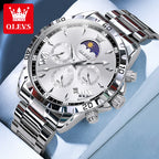 OLEVS Fashion Brand Men's Watch Waterproof and Luminous Calendar Lunar Phase Timing Code Watch Luxury Sports Men's Quartz Watch mbzr