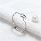 COOLTIME Initial Letter Ring for Women Stainless Steel A-Z Alphabet Double Heart Rings Simple Wedding Cheap Gift For Lover