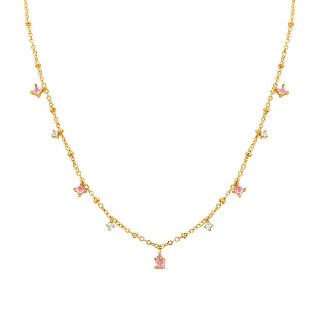 Vnox Sparking Clear Stones Charms Necklaces for Women,Gold Plated CZ Stones Pendant Necklaces,Trendy Jewelry Gifts for Girls