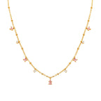 Vnox Sparking Clear Stones Charms Necklaces for Women,Gold Plated CZ Stones Pendant Necklaces,Trendy Jewelry Gifts for Girls