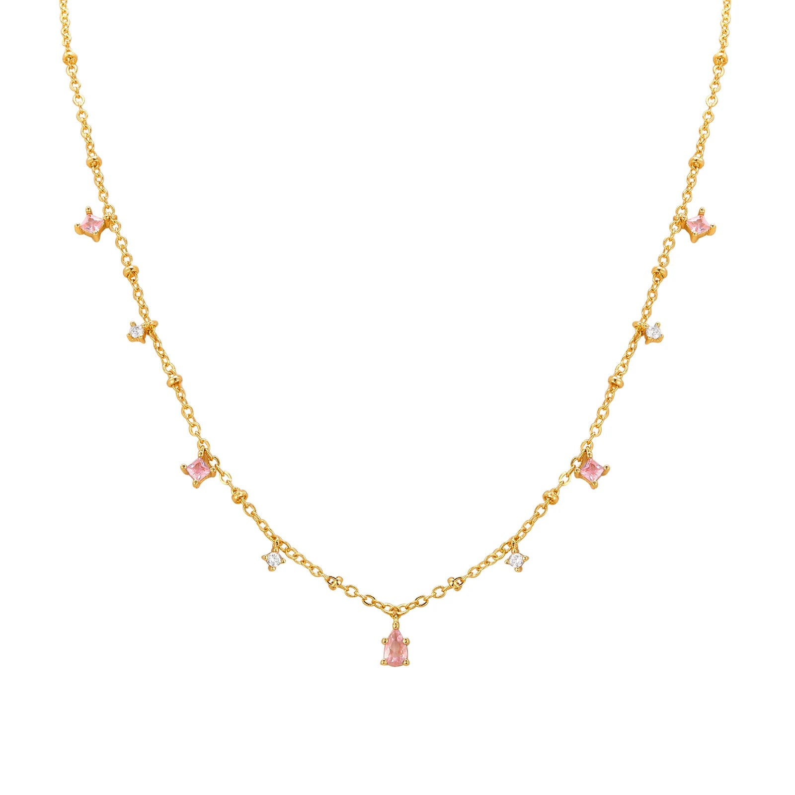 Vnox Sparking Clear Stones Charms Necklaces for Women,Gold Plated CZ Stones Pendant Necklaces,Trendy Jewelry Gifts for Girls