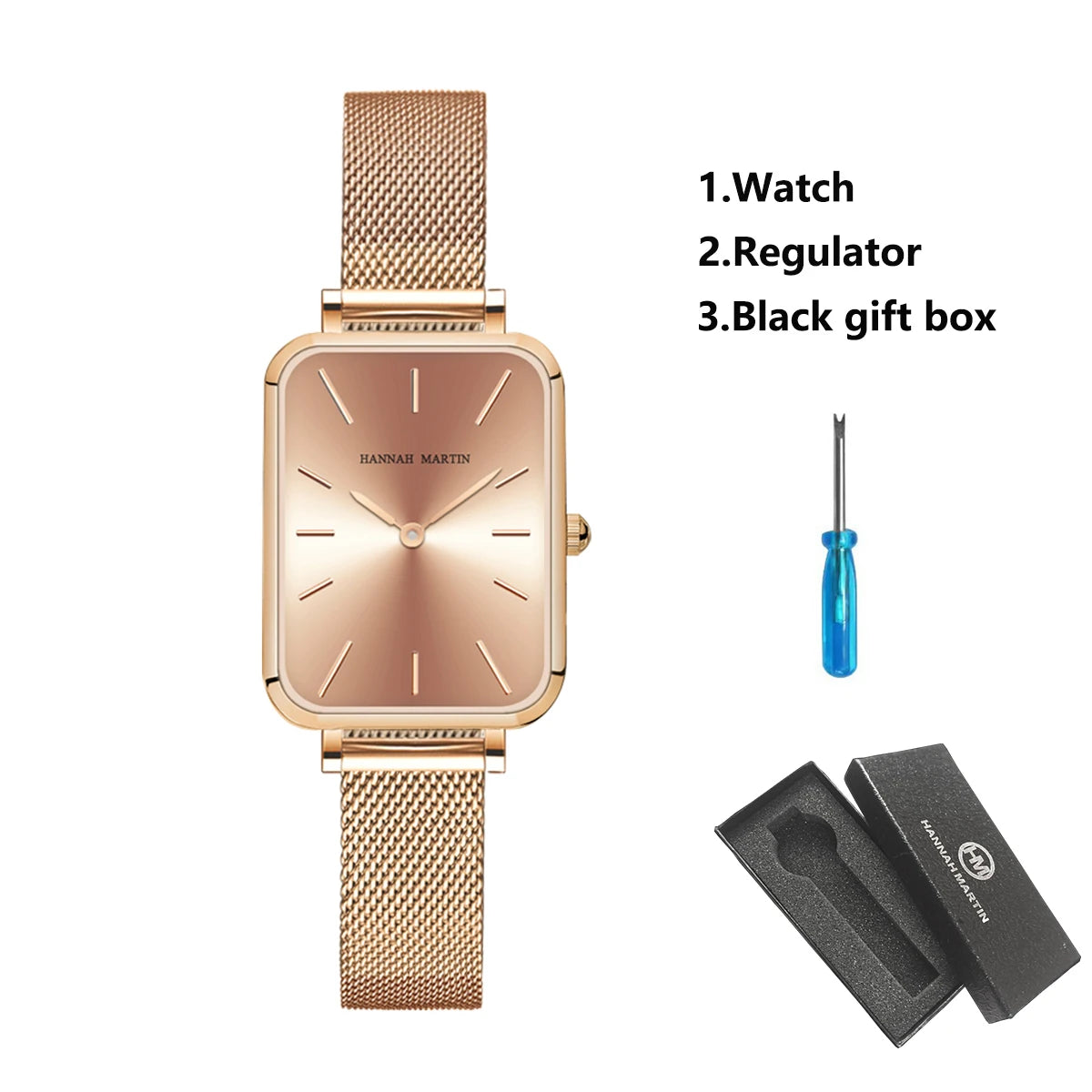 Women Quartz Watches 34mm Rose Gold Minimalist Stainless Steel Mesh Clock 3Bar Waterproof Suitable Daily Wear Jewelry Decoration
