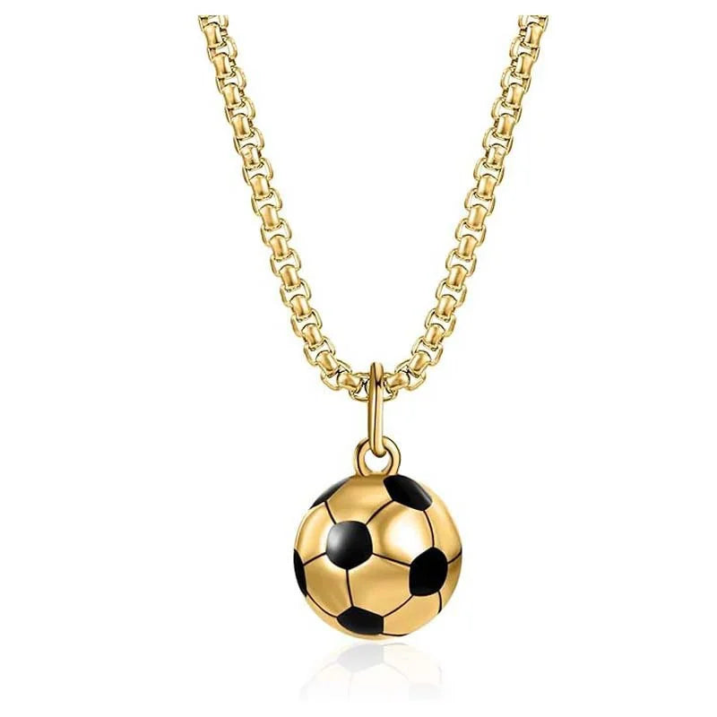 Vnox 3D Football Necklaces for Men, Solid Stainless Steel Casual Scoocer Pendants, Sports Lover Boys Gifts