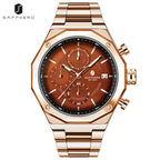 SAPHERO Men's Chronograph Quartz Watch 5ATM Waterproof Stainless Steel Business Wristwatch Perfect Gift for Father Husband mbzr