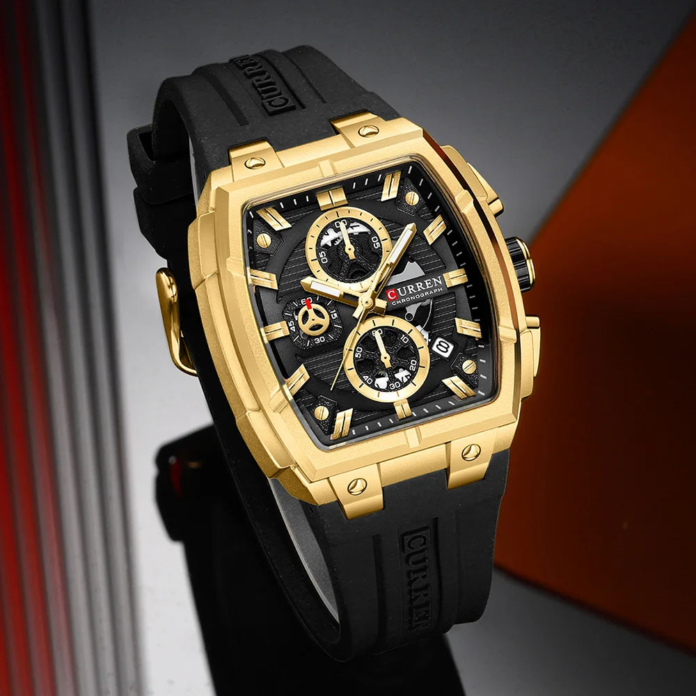 Fashion Men's Wrist Watch,Luxury Chronograph Waterproof Date Dress Watch for Men with Silicone Rubber Strap mbzr