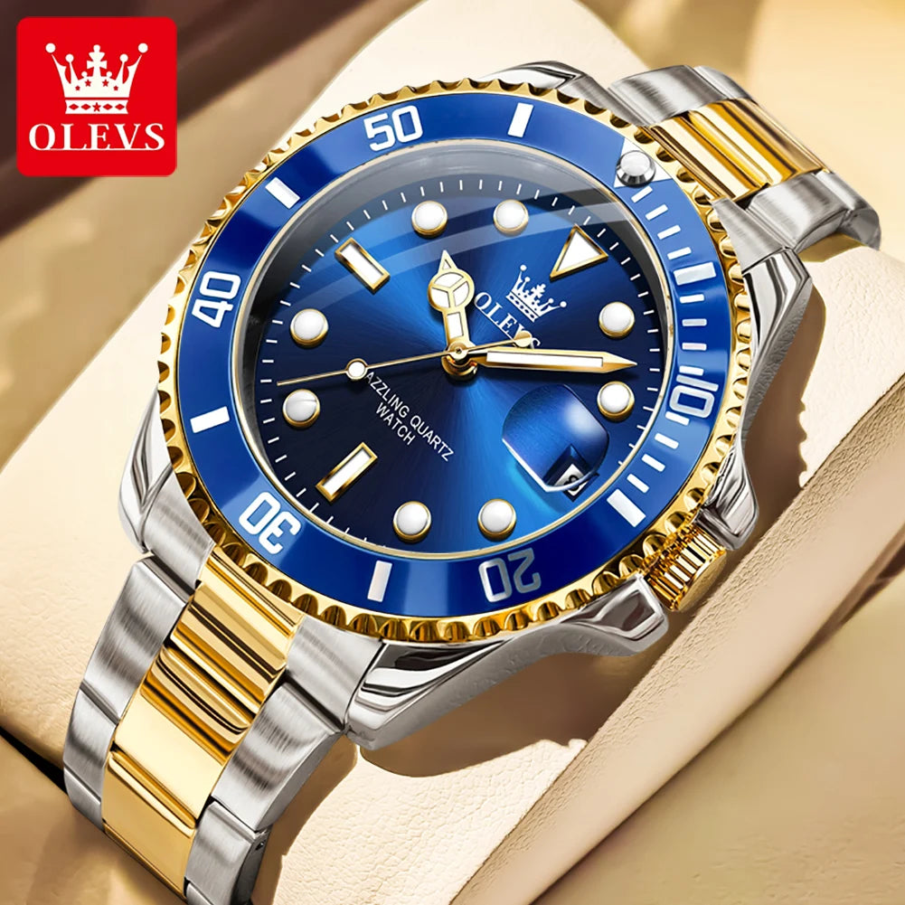 Men's Quartz Watch Luxury Stainless Steel Luminous Automatic Date OLEVS 5885 mbzr