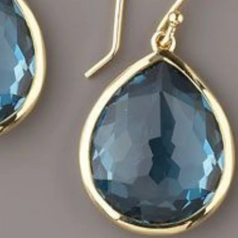 Elegant teardrop-shaped blue gem drop earrings - Bohemian jewelry, perfect for banquets