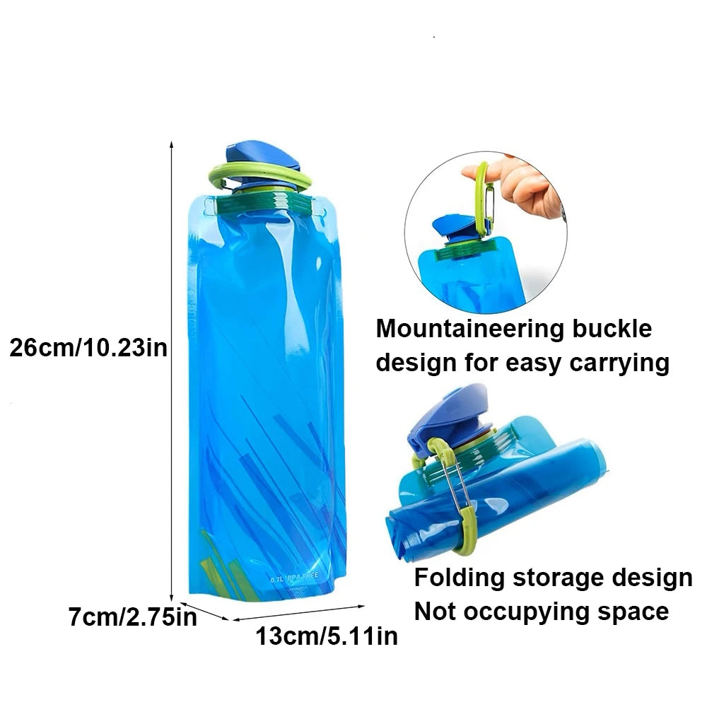 Outdoor Cycling Sports Water Bottle - Mountaineering Portable Water Cup - PE Plastic Folding Water Bag - Gift Promotion Water mbzr