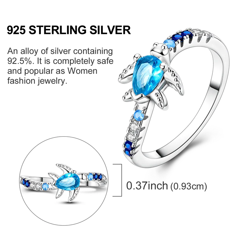 Original 925 Sterling Silver Ring Colorful Diamonds Cubic Zircon Finger Ring for Women