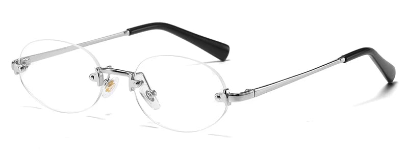 Peekaboo Fashion Oval Sun Glasses for Women Metal Men Rimless Sunglasses Round Unisex Brown Black Uv400 Female Trendy Gift