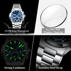 POEDAGAR Business Male Clock Date Chronograph Waterproof Luminous Luxury Men Watch Stainless Steel Quartz Fashion Men's Watches mbzr