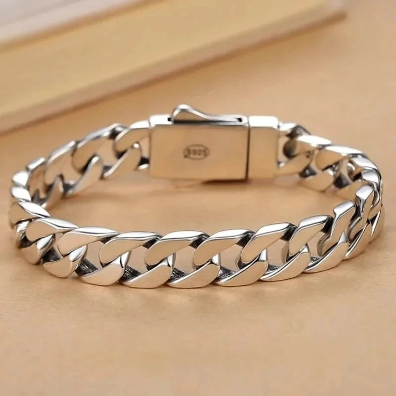 2025 New fashion 100% S925 Sterling Silver 9MM Cuban Bracelet Simple Men's and Women's Fashion Trend Jewelry Gifts