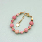 New Lovely Natural Stone Bead Bracelet Baby One Year Old Baptism Girls Lobster Clasp Stainless Steel Parts Personalized Jewelry
