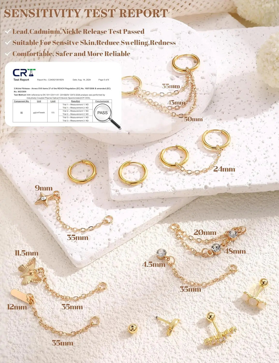 33Pcs 20G Cartilage Earrings Set for Women Men Surgical Steel Earrings CZ Flat Back Stud Earrings Hoop Helix Piercing Jewelry