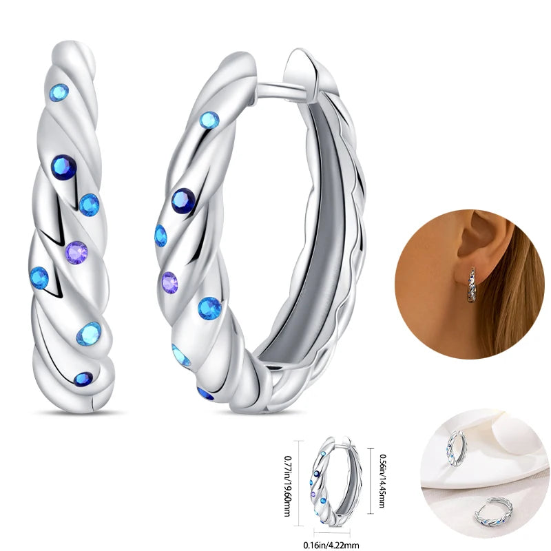 Women's 925 Sterling Silver Circle Style Simple Colorful And Shiny Zircon Earrings Fit For Attend A Wedding Exquisite Jewelry mbzr