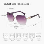 ZENOTTIC Oversized Rimless  UV Protection Sunglasses for Women Geometric Diamond Cutting Gradient Lens Fashion Shades Trendy